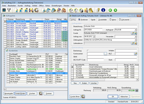 Screenshot ezAuftrag 2.3.0
