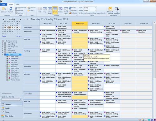 4. Produktbild Exchange Central - Gruppenkalender f�r Outlook und Exchange