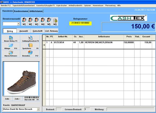 1. Produktbild CASHTEX Kassensystem f&uuml;r Schuhhandel