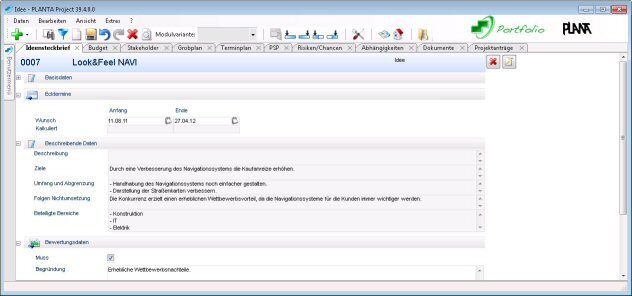 PLANTA Portfolio: Ideensteckbrief